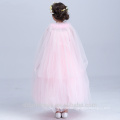 gauze baby girl wedding dress mesh long dress puffy wedding dress white